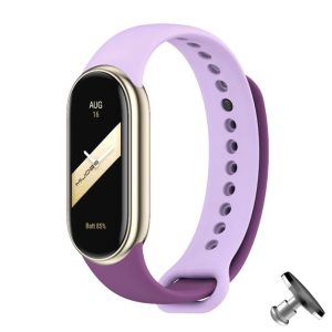 Силиконовый ремешок MiJobs Duo Color для фитнес браслета Xiaomi Mi Band 8/9 с металлическим креплением Фиолетовый + светло-фиолетовый + металлическая кнопка