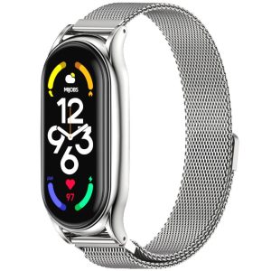 Ремешок металлический MiJobs Milanese Loop магнитная застежка для фитнес браслета Xiaomi Mi Band 8 Серебристый