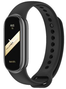 Силиконовый ремешок Original Design MiJobs для фитнес браслета Xiaomi Mi Band 8/9/10 Черный с металлическим креплением