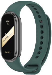 Силиконовый ремешок Original Design MiJobs для фитнес браслета Xiaomi Mi Band 8/9/10 Темно-зеленый (22) с металлическим креплением
