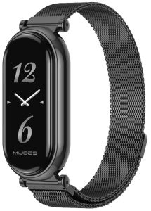 Ремешок металлический MiJobs Milanese Loop магнитная застежка для фитнес браслета Xiaomi Mi Band 8 Черный