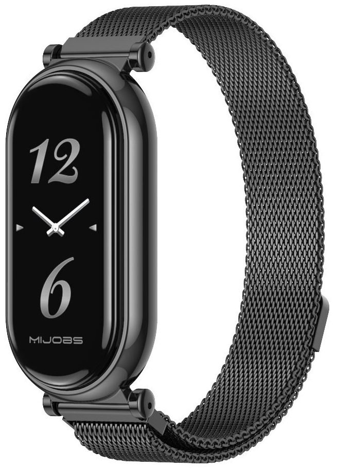 Ремешок металлический MiJobs Milanese Loop магнитная застежка для фитнес браслета Xiaomi Mi Band 8 Черный