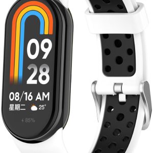 Ремінець силіконовий з металевою застібкою MRK SportStyle для фітнес браслета Xiaomi Mi Band 8/9/10 Чорний з білим