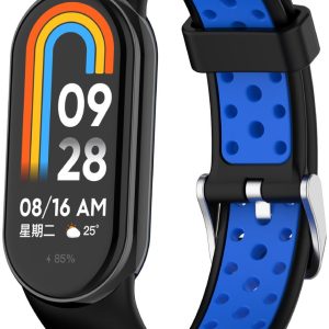 Ремінець силіконовий з металевою застібкою MRK SportStyle для фітнес браслета Xiaomi Mi Band 8/9/10 Чорний з синім