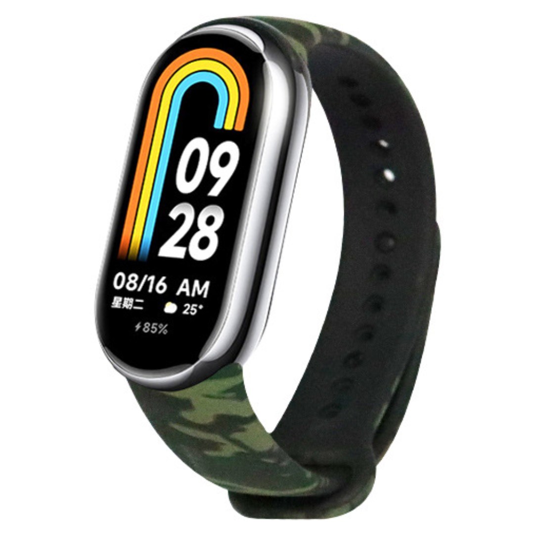 Ремешок силиконовый с рисунком камуфляж MRK для фитнес браслета Xiaomi Mi Band 8 Камуфляж зеленый 2 Ремешок силиконовый с рисунком камуфляж MRK для фитнес браслета Xiaomi Mi Band 8 Камуфляж зеленый 2