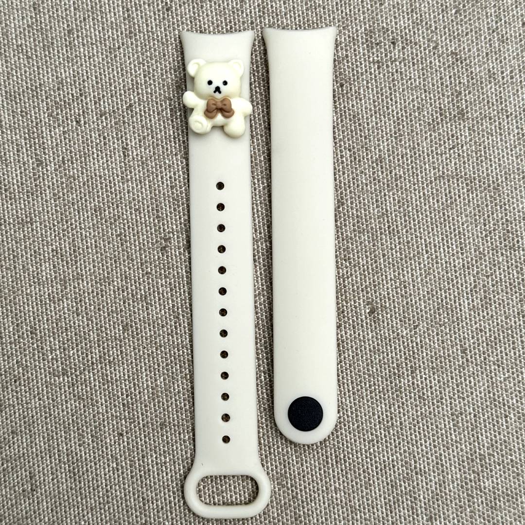 Ремешок силиконовый 3D мишка MRK для фитнес браслета Xiaomi Mi Band 8/9 с металлической кнопкой Milk