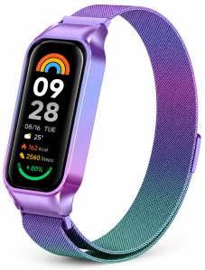 Металличекий ремешок миланское плетение MRK Milano с магнитной застежкой для Mi Smart Band 8 Active/ Redmi Smart Band 2 хамелеон