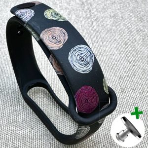 Ремешок силиконовый MRK с дизайнерским принтом Circles Black для фитнес браслета Xiaomi Mi Band 5/6/7 с металлической кнопкой – фото, отзывы, характеристики в интернет-магазине MoreKitov МореКитов от продавца: MRK МРК| Купить в Украине: Киеве, Харькове, Львове