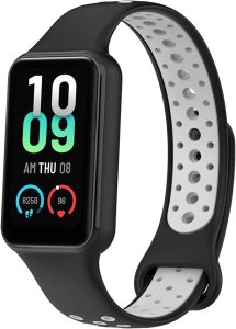 Ремешок силиконовый MRK Nike Style для фитнес браслета Mi Smart Band 8 Active/ Redmi Smart Band 2 черный с серым