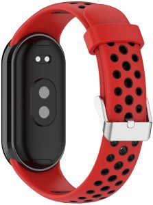 Ремешок силиконовый с металлической застежкой MRK SportStyle для фитнес браслета Xiaomi Mi Band 8/9/10 Красный с черным