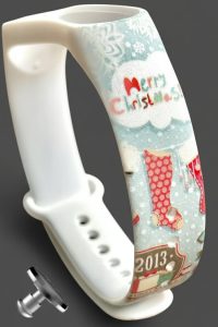 Силиконовый ремешок MRK Новогодний с рисунком Cozy Merry Christmas для Xiaomi Mi Band 3/4 с металлической кнопкой