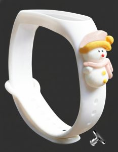 Силиконовый ремешок MRK 3D Снеговичок для Xiaomi Mi Band 3/4 с металлической кнопкой