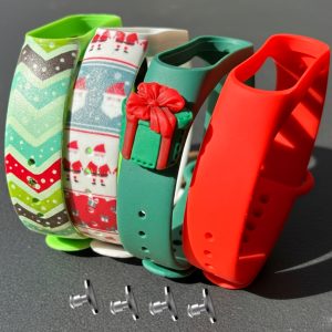 Комплект силиконовых ремешков MRK Новогодние подарки (4 ремешка) для Xiaomi Mi Band 5/6/7 + 4 металлические кнопки – фото, отзывы, характеристики в интернет-магазине MoreKitov МореКитов от продавца: MRK МРК| Купить в Украине: Киеве, Харькове, Львове