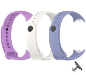 Комплект силиконовых ремешков с металлическим креплением Mi Jobs для Xiaomi Mi Band 8/9/10 Lilac Shadows (три ремешка) + металическая кнопка