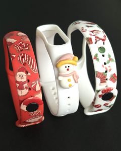 Комплект силиконовых ремешков MRK Снеговичок (3 ремешка) для Xiaomi Mi Band 3/4 с металлической кнопкой