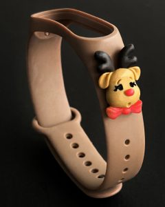 Силиконовый ремешок MRK 3D Новогодний Rudolf для Xiaomi Mi Band 5/6/7 с металлической кнопкой