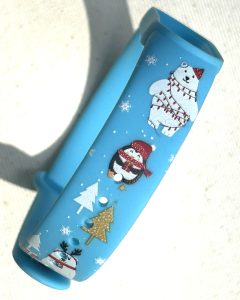 Силиконовый ремешок MRK Новогодний с рисунком Polar Bears для Xiaomi Mi Band 3/4 с металлической кнопкой