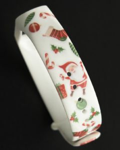 Силиконовый ремешок MRK Новогодний с рисунком Santa White для Xiaomi Mi Band 3/4 с металлической кнопкой