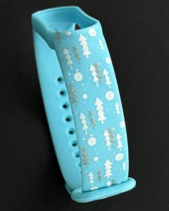 Силиконовый ремешок MRK Новогодний с рисунком Елки для Xiaomi Mi Band 3/4 с металлической кнопкой