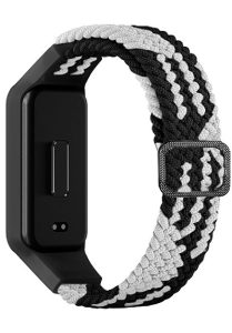 Тканевый ремешок MRK Braided Solo Loop с металлическим регулятором длины для Mi Smart Band 8 Active/ Redmi Smart Band 2 Melange Black and White