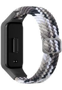 Тканевый ремешок MRK Braided Solo Loop с металлическим регулятором длины для Mi Smart Band 8 Active/ Redmi Smart Band 2 Melange Gray and White