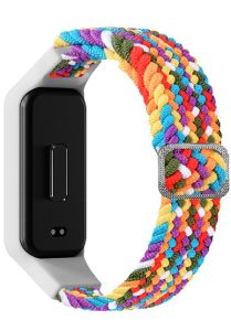 Тканевый ремешок MRK Braided Solo Loop с металлическим регулятором длины для Mi Smart Band 8 Active/ Redmi Smart Band 2 Melange White and Multicolor