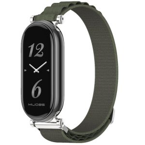 Ремешок тканевый Mi Jobs Alpine для Xiaomi Mi Band 8/9/10 с металическим креплением и застжекой Alpine Military Green+Silver