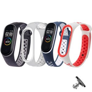 Комплект силиконовых ремешков Nike style для фитнес-браслета Xiaomi Mi Band 3/4 (4 ремешка) с металлической кнопкой Black, Grey, White, Dark Blue and Red – фото, отзывы, характеристики в интернет-магазине MoreKitov МореКитов от продавца: MRK МРК| Купить в Украине: Киеве, Харькове, Львове