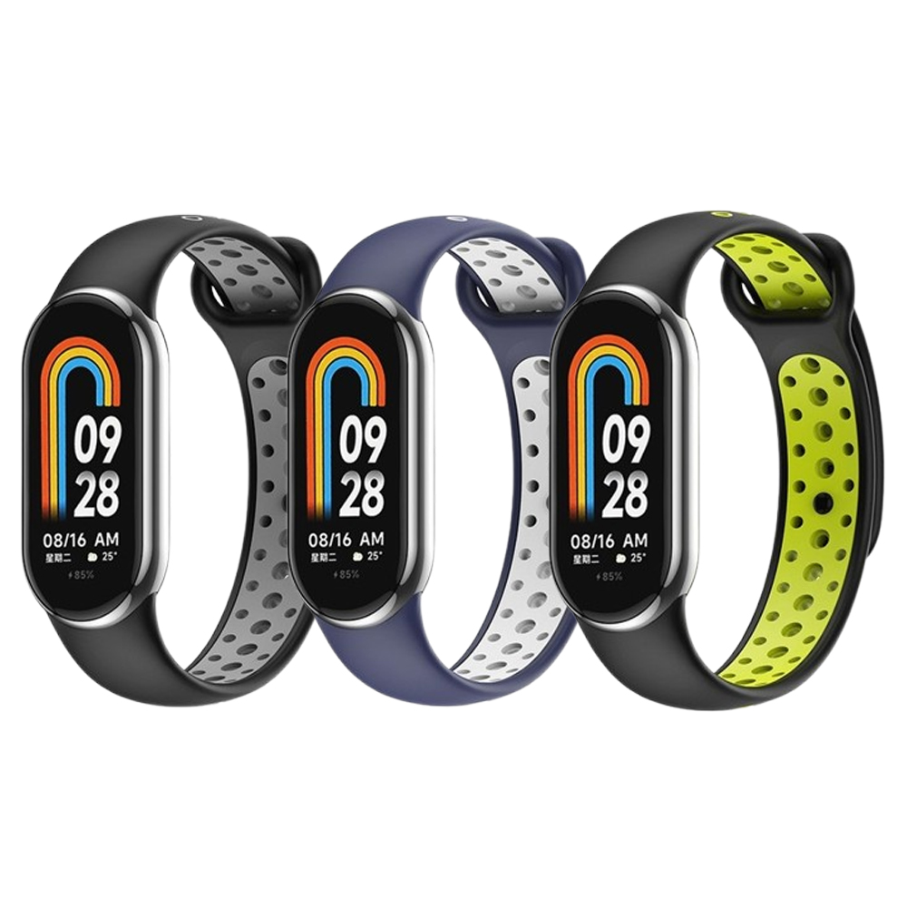 Комплект силиконовых ремешков MRK SportStyle Triple Set 01 для фитнес браслета Xiaomi Mi Band 8/9 (три ремешка) Black, Gray, Dark Blue, White and Yellow