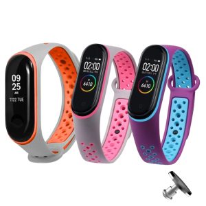 Комплект силиконовых ремешков Nike style для фитнес-браслета Xiaomi Mi Band 3/4 (3 ремешка) с металлической кнопкой Gray, Orange, Pink, Purple and Blue – фото, отзывы, характеристики в интернет-магазине MoreKitov МореКитов от продавца: MRK МРК| Купить в Украине: Киеве, Харькове, Львове
