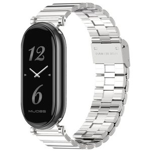Металлический ремешок Mi Jobs Strong Lines с металлическим креплением фитнес браслета Mi Band 8/9/10 Silver
