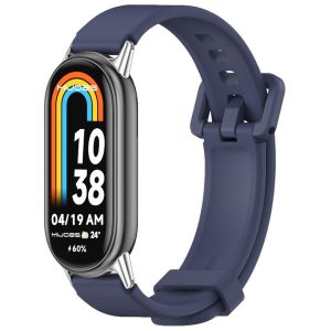 Ремешок силиконовый с металлическим креплением Mi Jobs Premium Comfort для фитнес браслета Xiaomi Mi Band 10/9/8 Dark Blue + Silver