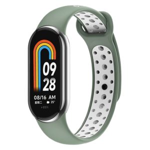 Ремешок силиконовый MRK для фитнес браслета Xiaomi Mi Band 8/9/10 Nike Style Mint and White