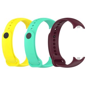 Комплект силиконовых ремешков MRK Pine Apple для фитнес браслета Xiaomi Mi Band 8/9 три ремешка с металлическим креплением