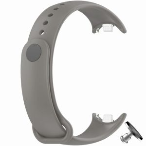 Силиконовый ремешок Original Design MiJobs для фитнес браслета Xiaomi Mi Band 8/9 с металлическим креплением Light Grey + металлическая кнопка