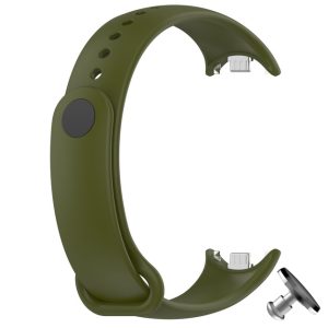 Силиконовый ремешок Original Design MiJobs для фитнес браслета Xiaomi Mi Band 8/9 Хаки с металлическим креплением + металлическая кнопка