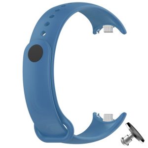 Силиконовый ремешок Original Design MiJobs для фитнес браслета Xiaomi Mi Band 8 Midnight Blue с металлическим креплением + металлическая кнопка