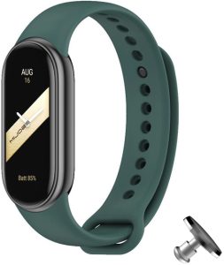 Силиконовый ремешок Original Design MiJobs для фитнес браслета Xiaomi Mi Band 8/9/10 Темно-зеленый (21) с металлическим креплением + металлическая кнопка
