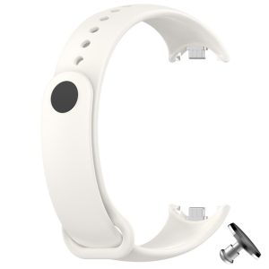 Силиконовый ремешок Original Design MiJobs для фитнес браслета Xiaomi Mi Band 8/9 Белый с металлическим креплением + металлическая кнопка