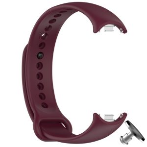 Силиконовый ремешок Original Design MiJobs для фитнес браслета Xiaomi Mi Band 8/9 Marsala (12) с металлическим креплением + металлическая кнопка