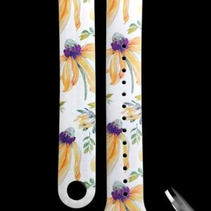 Силиконовый ремешок Original Design MiJobs для фитнеса браслета Xiaomi Mi Band 8/9 Yellow Flowers с металлическим креплением + металлическая кнопка