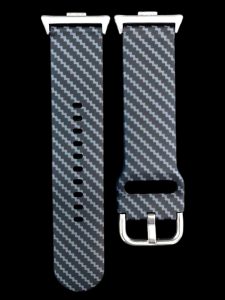 Ремешок силиконовый MRK Carbon Print с металлическим креплением для фитнес браслета Mi Smart Band 8 Pro/9Pro/ Xiaomi Redmi Watch 4/5 Black Silver