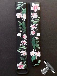 Силиконовый ремешок Original Design MiJobs для фитнеса браслета Xiaomi Mi Band 8/9 Forest Flowers с металлическим креплением + металлическая кнопка