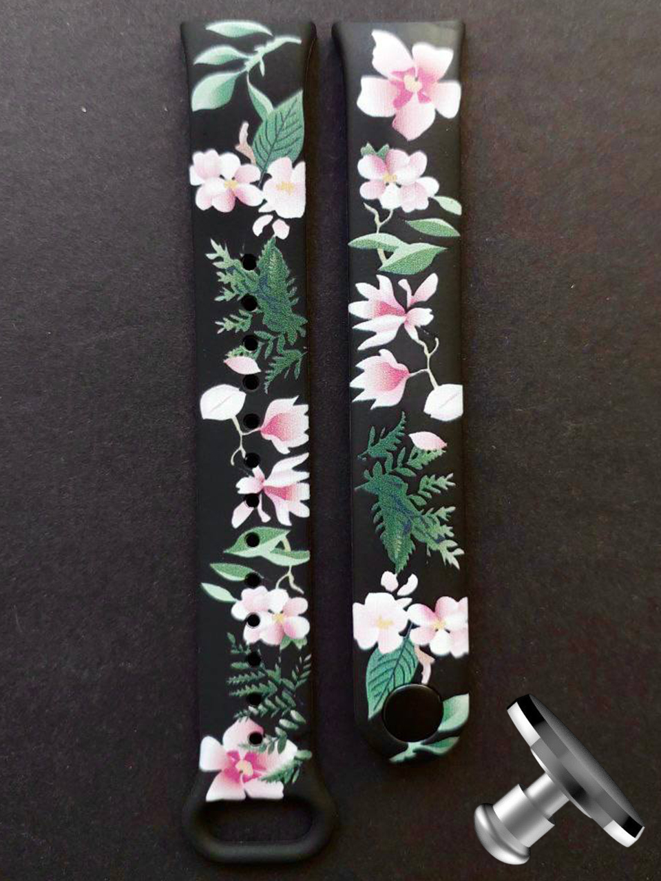 Силиконовый ремешок Original Design MiJobs для фитнеса браслета Xiaomi Mi Band 8/9 Forest Flowers с металлическим креплением + металлическая кнопка