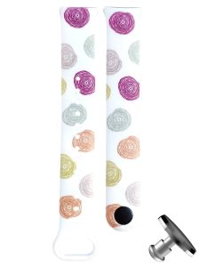 Силиконовый ремешок Original Design MiJobs для фитнеса браслета Xiaomi Mi Band 8/9 White Circles с металлическим креплением + металлическая кнопка