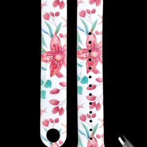 Силиконовый ремешок Original Design MiJobs для фитнеса браслета Xiaomi Mi Band 8/9 Red Flowers с металлическим креплением + металлическая кнопка