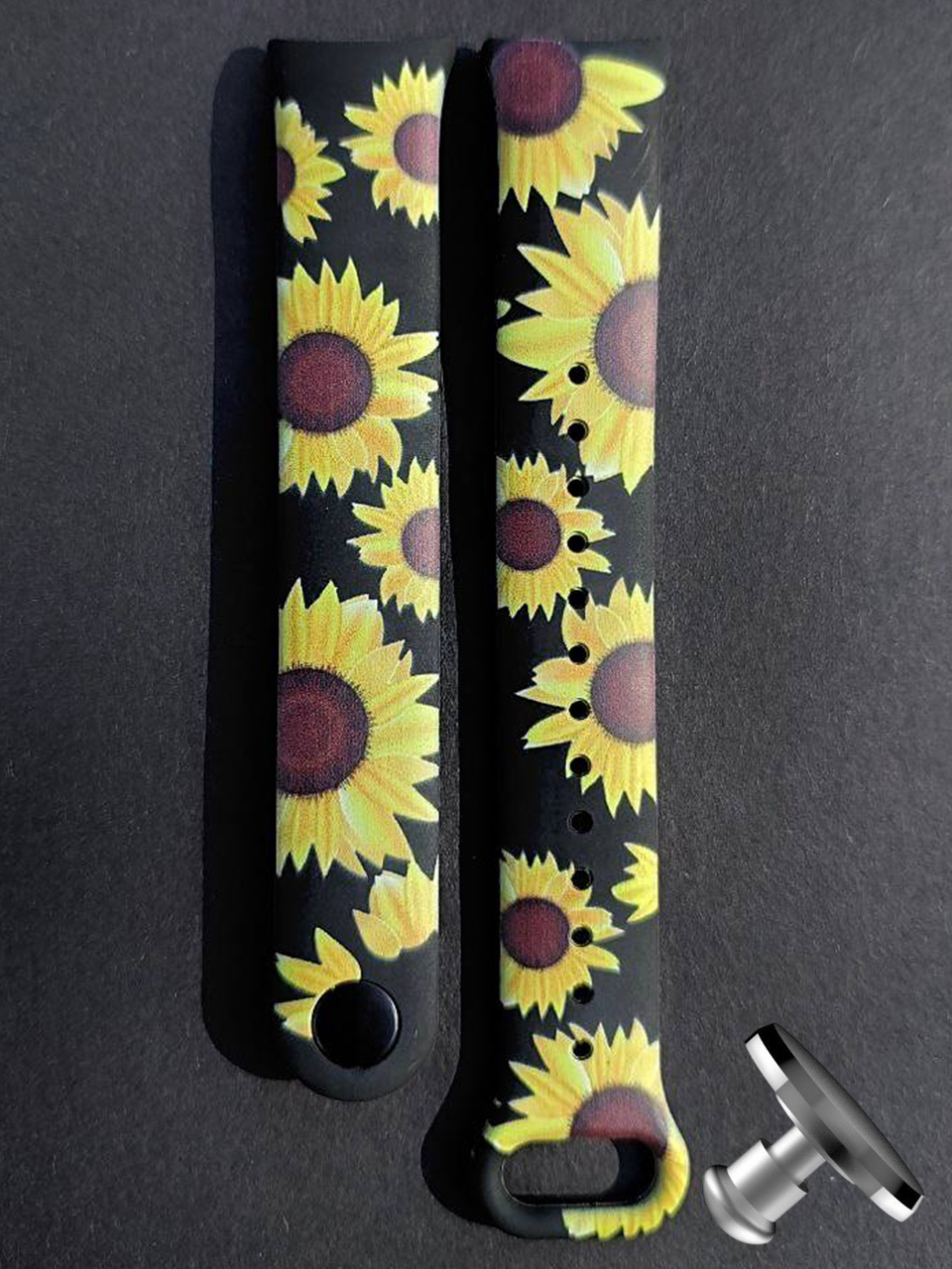 Силиконовый ремешок Original Design MiJobs для фитнеса браслета Xiaomi Mi Band 8/9 Yellow Sunflowers с металлическим креплением + металлическая кнопка