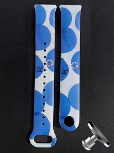 Силиконовый ремешок Original Design MiJobs для фитнеса браслета Xiaomi Mi Band 8/9 Blue Circles с металлическим креплением + металлическая кнопка