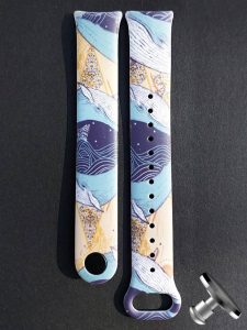 Силиконовый ремешок Original Design MiJobs для фитнеса браслета Xiaomi Mi Band 8/9 Color Waves с металлическим креплением + металлическая кнопка