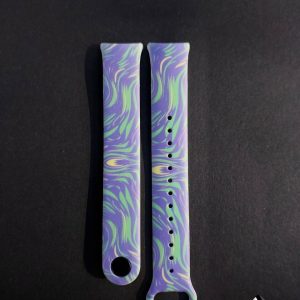 Силиконовый ремешок Original Design MiJobs для фитнеса браслета Xiaomi Mi Band 8/9 Purple Pattern с металлическим креплением + металлическая кнопка